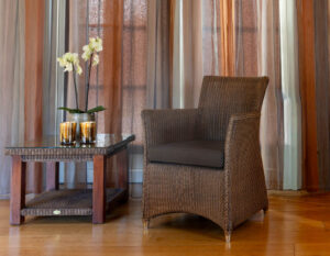 Lloyd loom Sessel 5060 Karamell mit Tisch